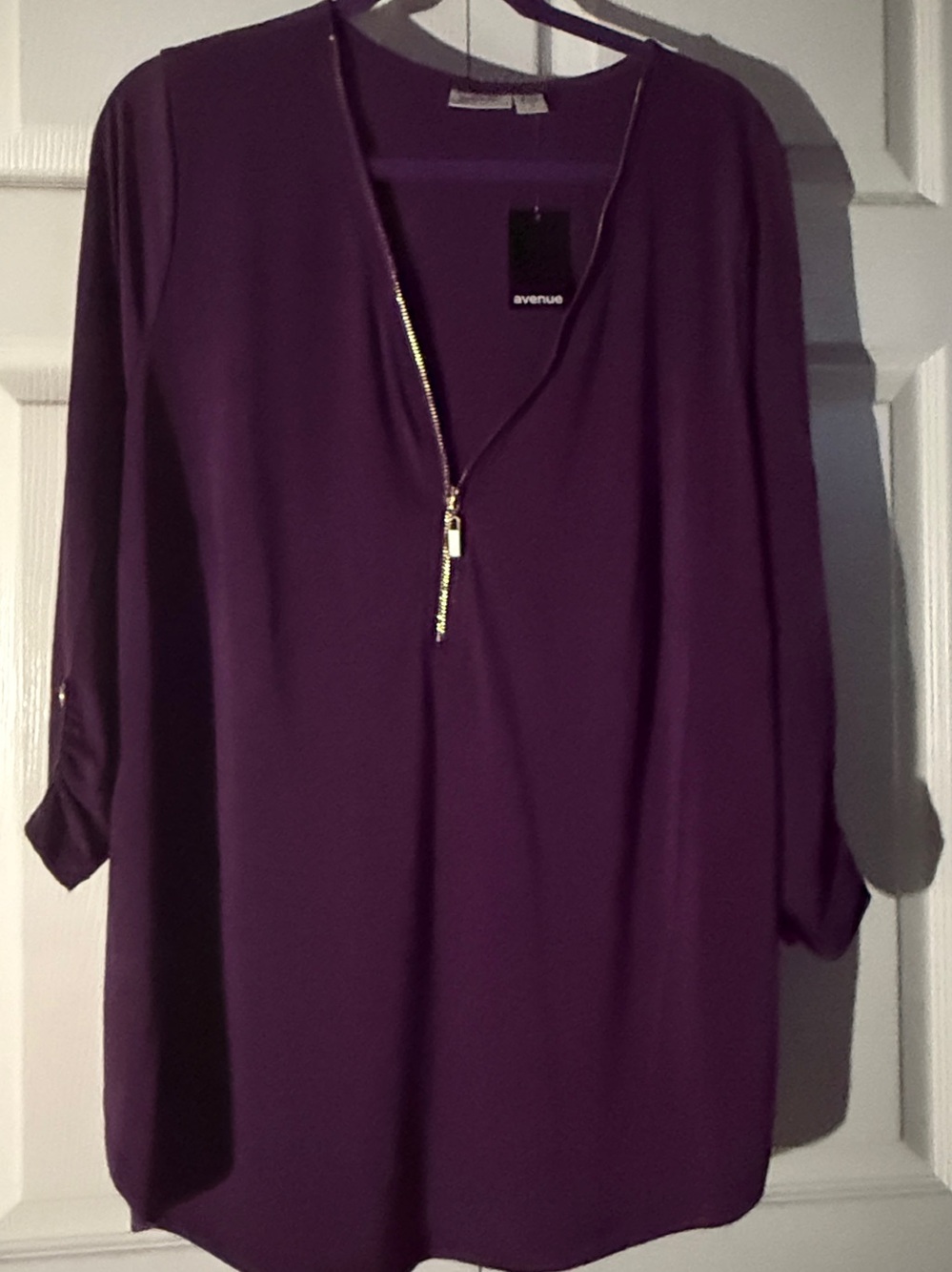 Avenue Purple Zip-Front Tunic Top